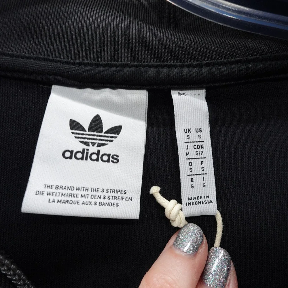 Adidas Originals Funnelneck Track Top Mens Small‎ Black White Retro NEW